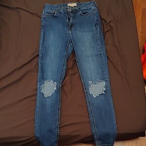 Women's Blue Distressed Jeans